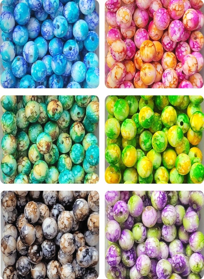 INDIKONB Acrylic Marble Beads 8mm, Multicolour Mix, 250pcs for DIY Jewelry Making, Crafts, Bracelets, Necklaces - Mix Color Series - Image 1